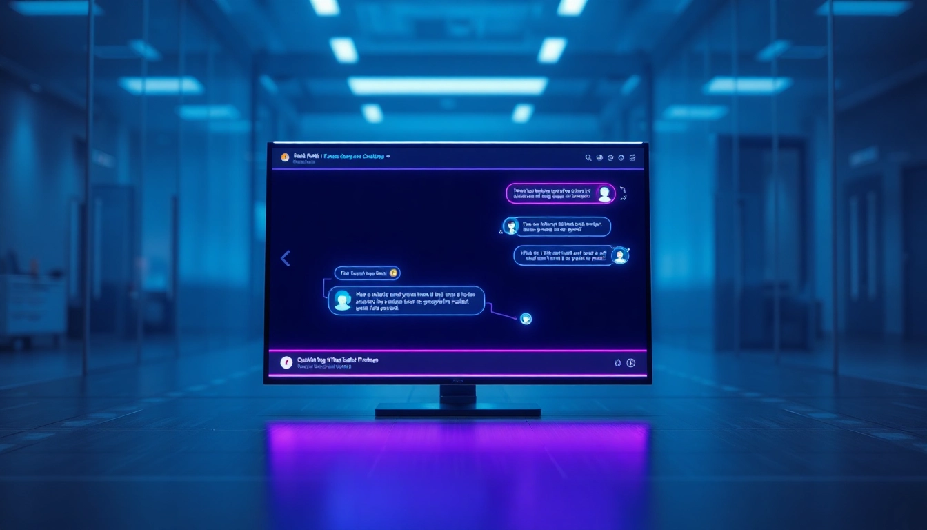 Futuristic AI chat interface with neon accents and sleek design on a digital screen.