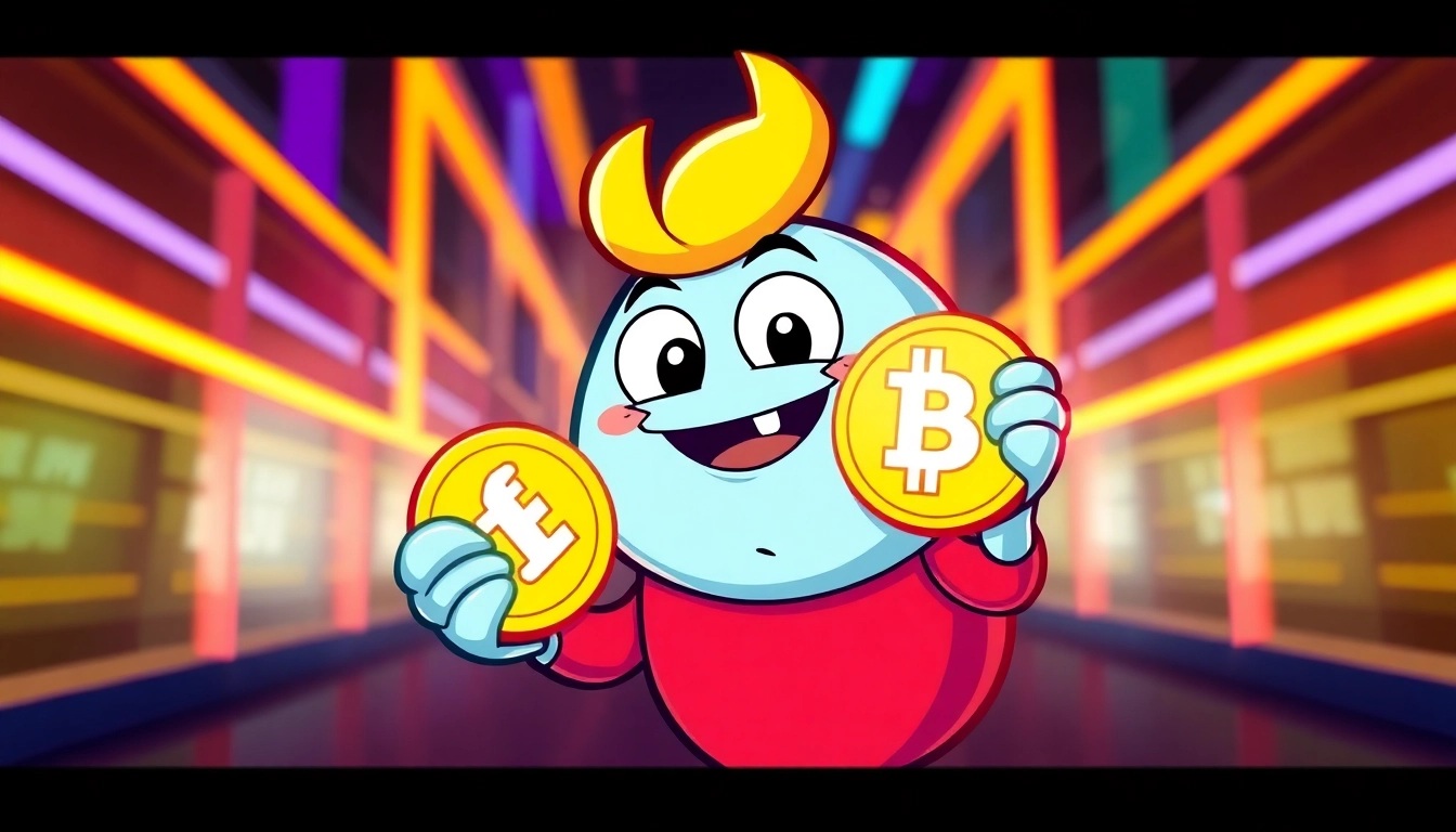 Pepe Coin Meme featuring a colorful Pepe character holding crypto coin for digital currency